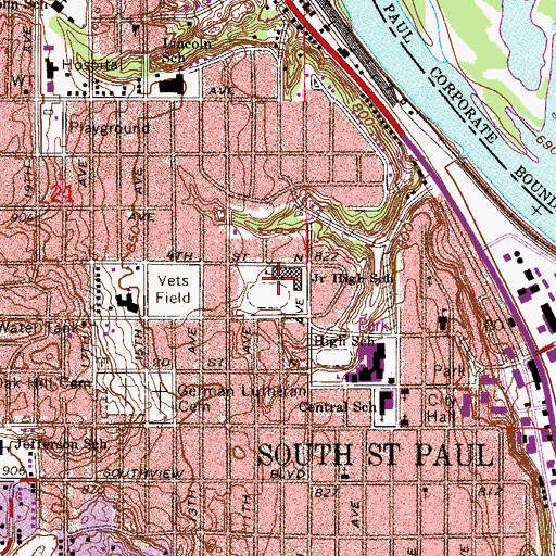 Topographic Map of Lincoln Center Elementary School, MN