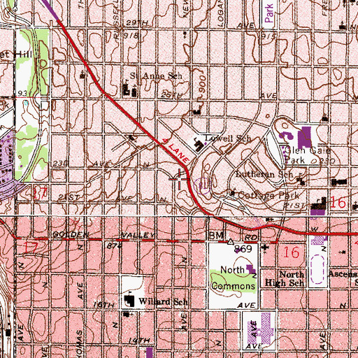Topographic Map of Plymouth Youth Center, MN