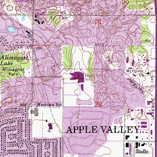 Topographic Map of Apple Valley High School, MN