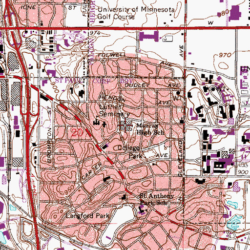 Topographic Map of Murray Middle School, MN