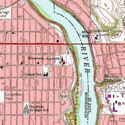 Topographic Map of Minnehaha Academy - Upper School, MN