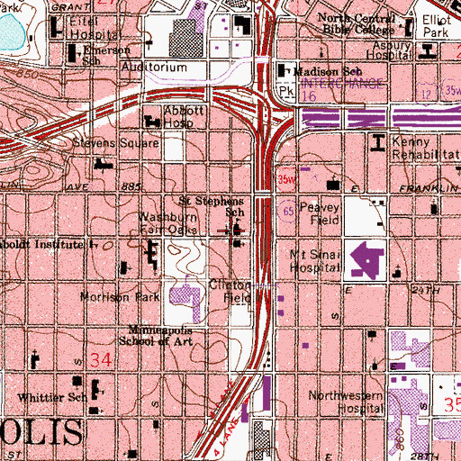 Topographic Map of Southside Family Charter School, MN
