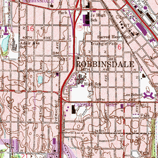 Topographic Map of Robbinsdale Middle School, MN
