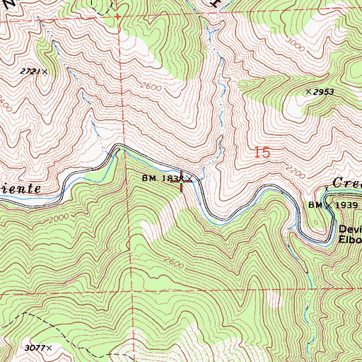 Topographic Map of Heck Canyon, CA