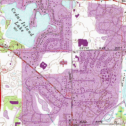 Topographic Map of Cedar Island Elementary School, MN