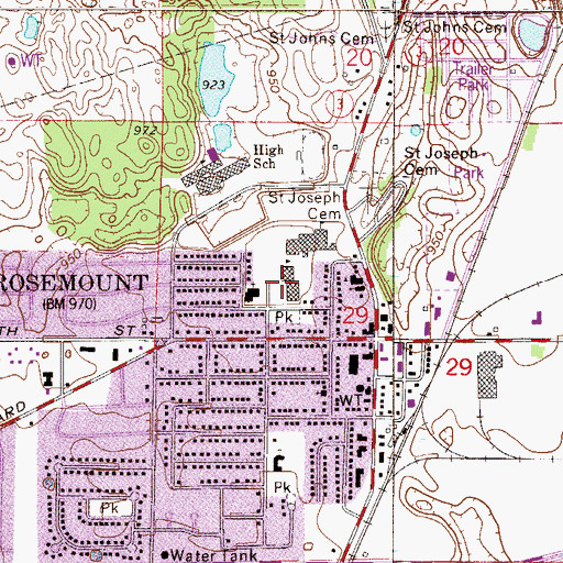 Topographic Map of Rosemount Elementary School, MN