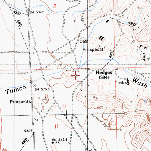 Topographic Map of Hedges, CA