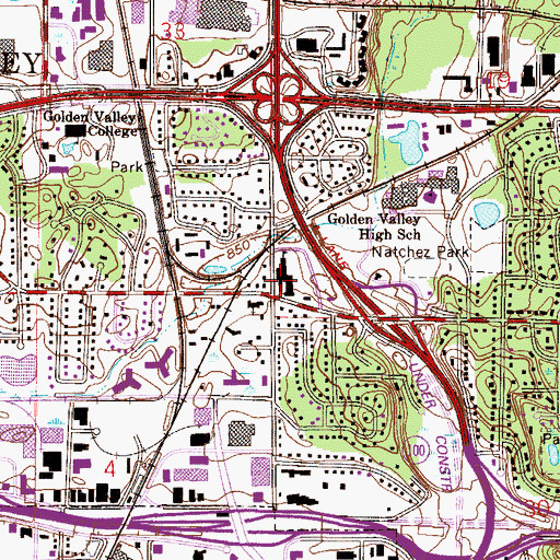 Topographic Map of Meadowbrook Elementary School, MN