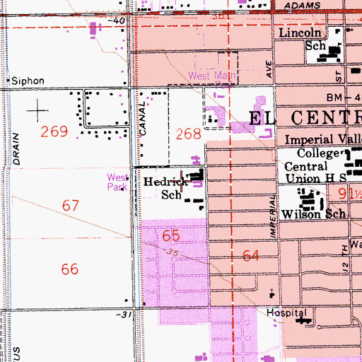 Topographic Map of Margaret Hedrick Elementary School, CA
