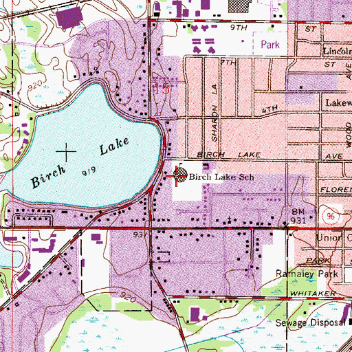 Topographic Map of Birch Lake Elementary School, MN
