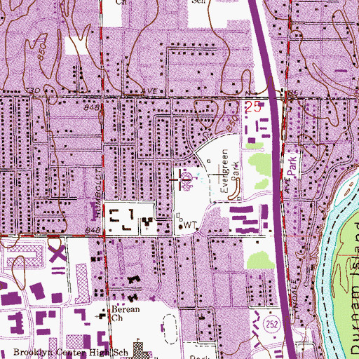 Topographic Map of Evergreen Park World Cultures Community School, MN