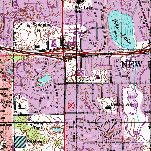 Topographic Map of Highview Middle School, MN