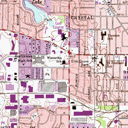 Topographic Map of Winnetka Learning Center, MN