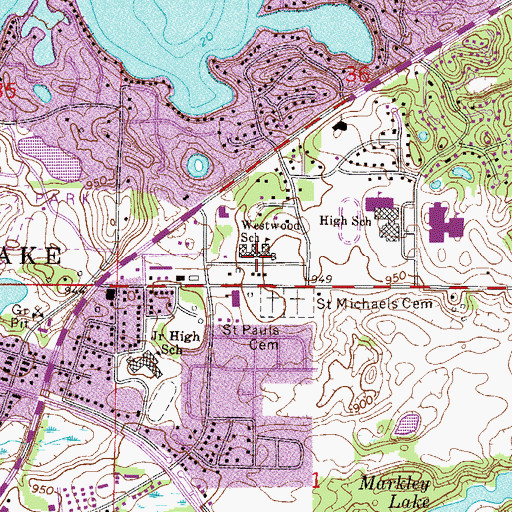 Topographic Map of Westwood Elementary School, MN