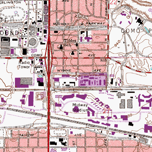 Topographic Map of Metro Deaf School, MN
