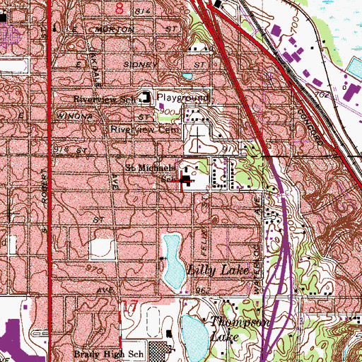 Topographic Map of Saint Michael School, MN