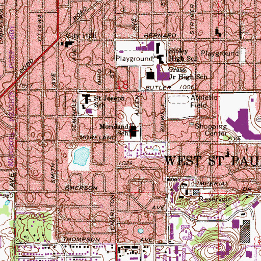 Topographic Map of Moreland Arts and Health Sciences Magnet School, MN