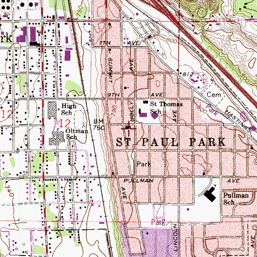 Topographic Map of Saint Andrew's Lutheran School, MN