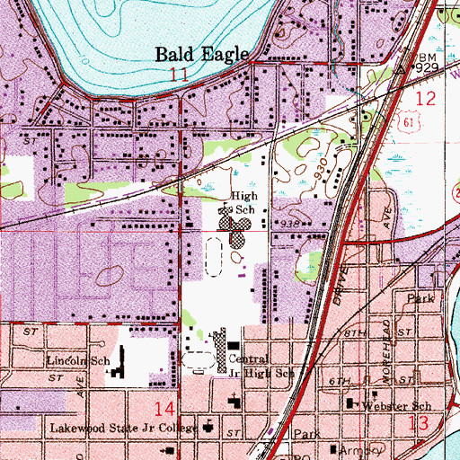 Topographic Map of White Bear Lake Area High School - North Campus, MN