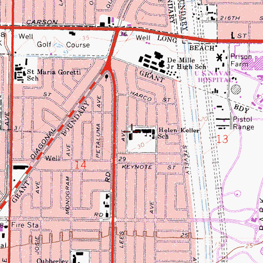 Topographic Map of Helen Keller School, CA