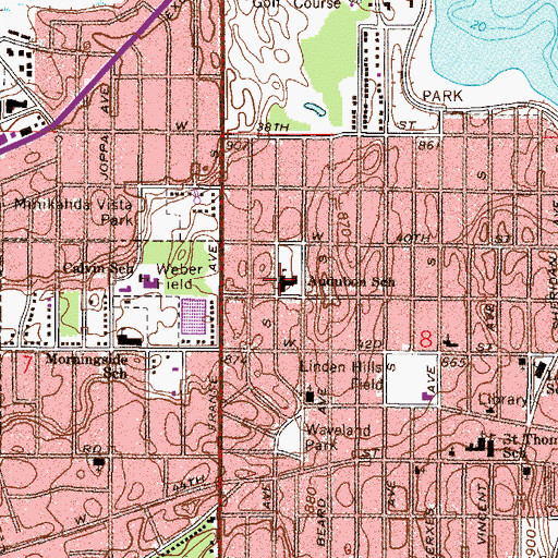 Topographic Map of Lake Harriet Community Lower School, MN