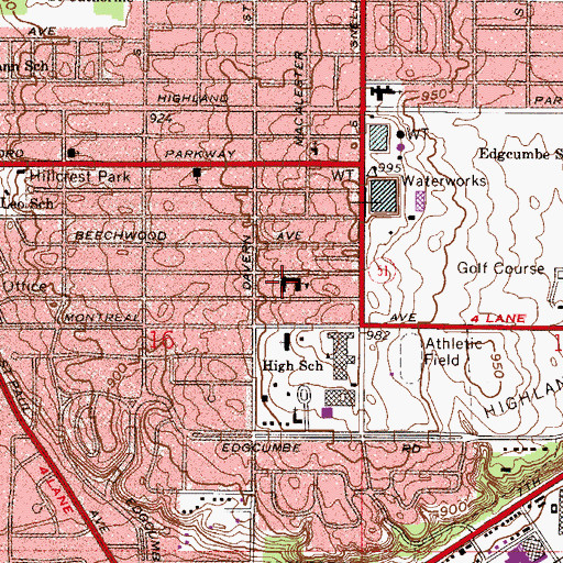 Topographic Map of Highland Park Elementary School, MN