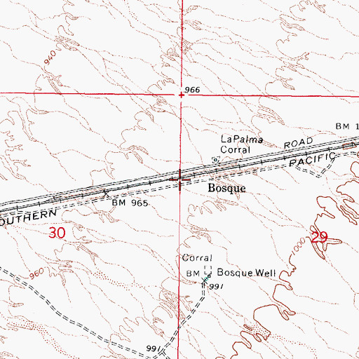 Topographic Map of Bosque, AZ