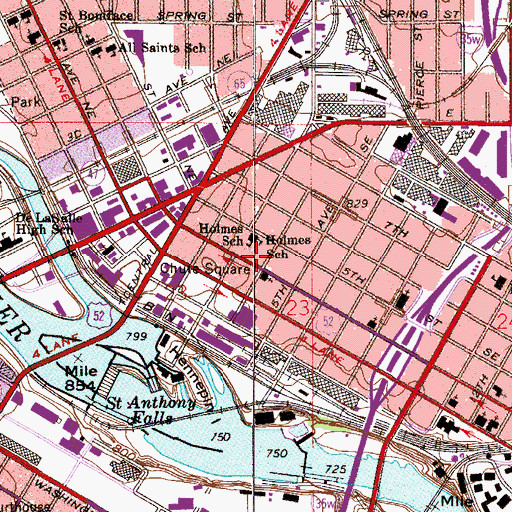 Topographic Map of Marcy Open Elementary School, MN