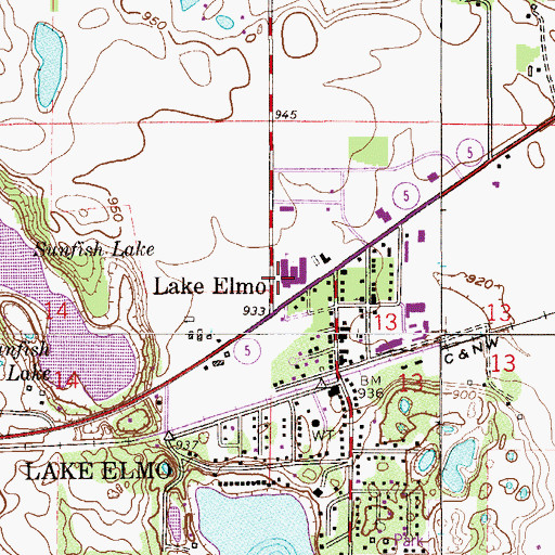 Topographic Map of Lake Elmo Elementary School, MN