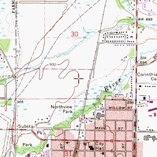 Topographic Map of Dodge Middle School, MN