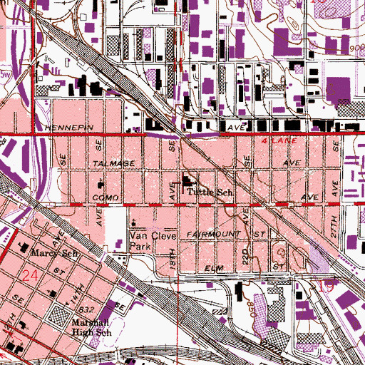 Topographic Map of Tuttle Elementary School, MN