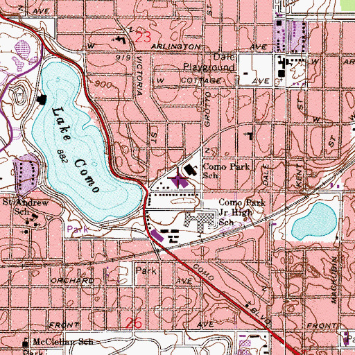 Topographic Map of Como Park Elementary School, MN