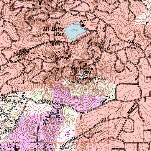 Topographic Map of Helix Cross, CA