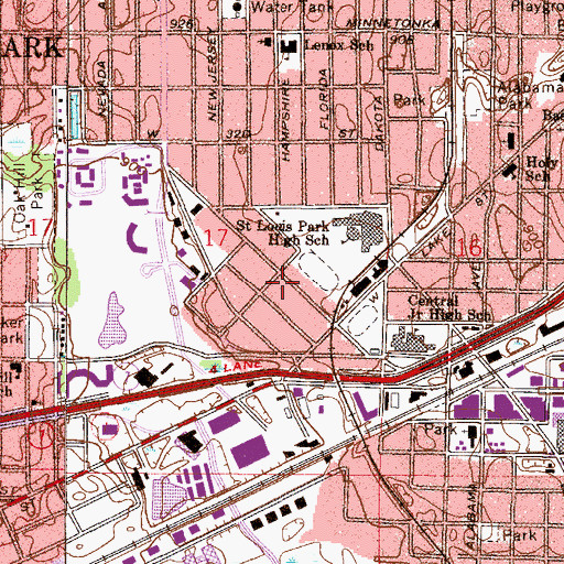Topographic Map of Metropolitan Open School, MN