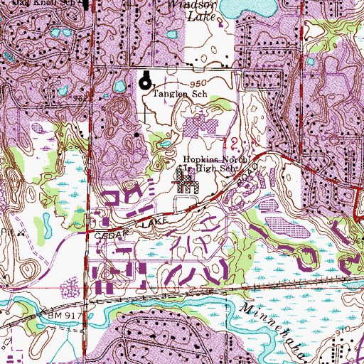 Topographic Map of Hopkins North Junior High School, MN