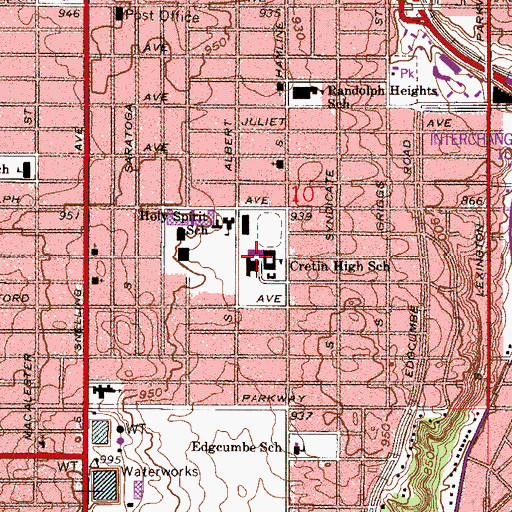 Topographic Map of Cretin - Derham Hall, MN