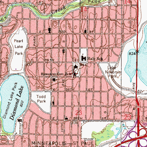 Topographic Map of Our Lady of Peace School, MN