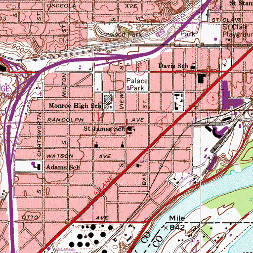 Topographic Map of Saint Francis - Saint James United School, MN