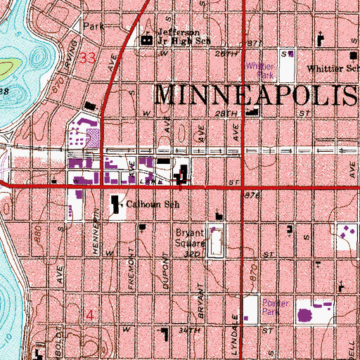 Topographic Map of Uptown Academy Alternative High School, MN