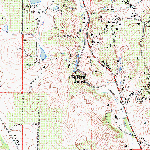 Topographic Map of Hellers Bend, CA