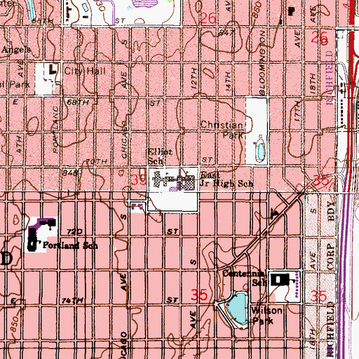 Topographic Map of Richfield Intemediate Elementary School, MN