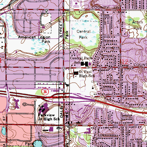 Topographic Map of Concordia Academy, MN