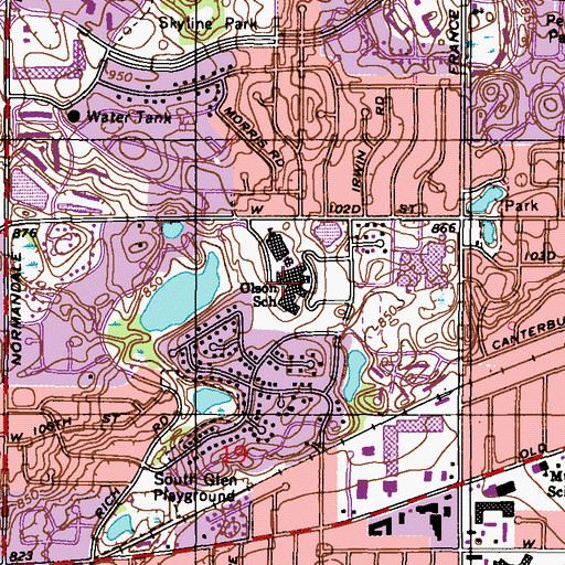 Topographic Map of Olson Middle School, MN