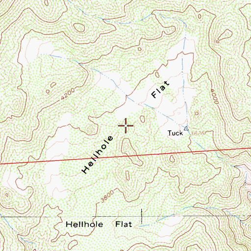 Topographic Map of Hellhole Flat, CA
