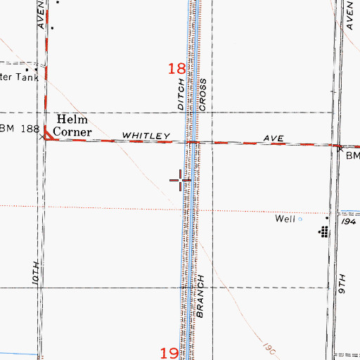 Topographic Map of Helm-Lewis Ditch, CA