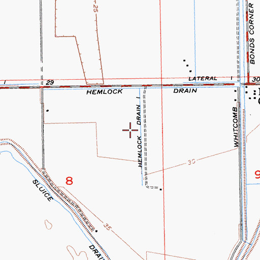 Topographic Map of Hemlock Drain One, CA