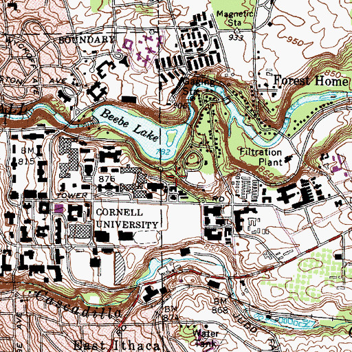 Topographic Map of Beebe Hall, NY