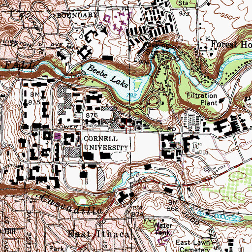 Topographic Map of Bradfield Hall, NY