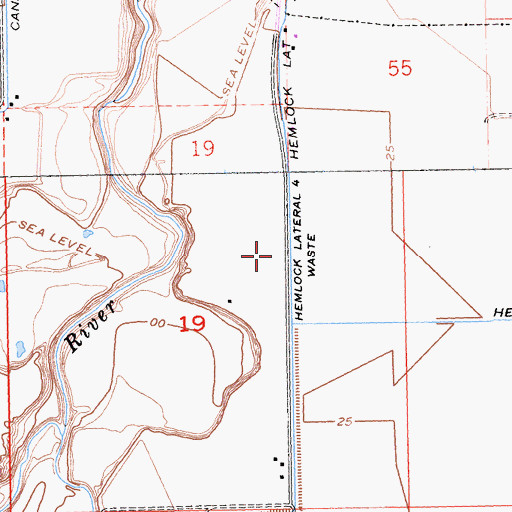 Topographic Map of Hemlock Lateral Four Waste, CA