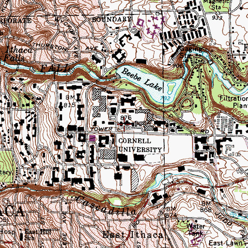 Topographic Map of Kennedy Hall, NY